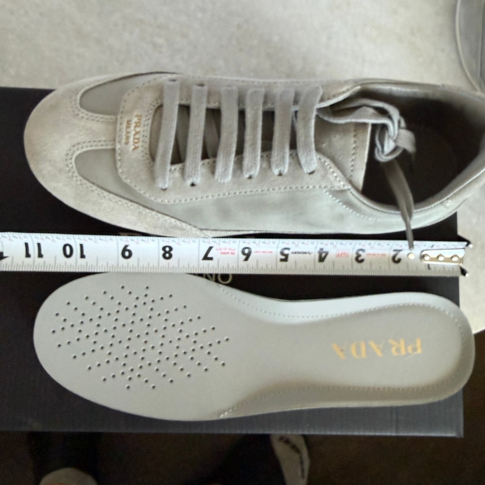 Prada Milano 2EG442 Men Grey Suede Fabric Low Top Sneakers Trainers Sz UK 7.5 - Picture 15 of 15